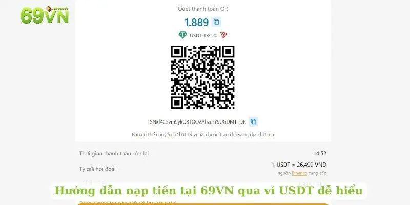 Hướng dẫn nạp tiền tại 69VN qua ví USDT dễ hiểu